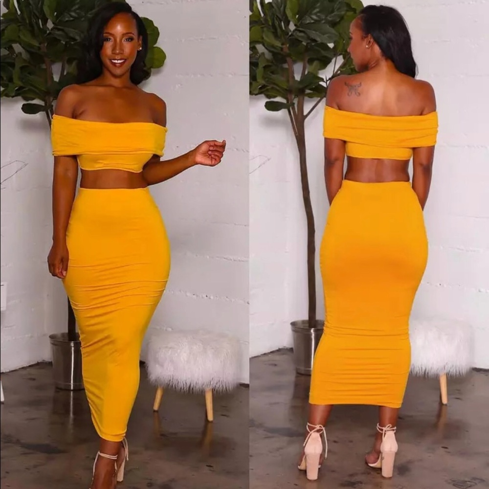 Yellow Maxi Bodycon 2 Piece Set